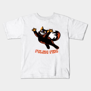 Cat Miaw Feline Fine Kids T-Shirt